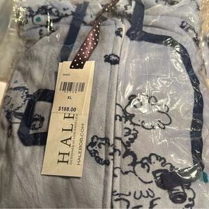 NWT Hale Bob Poodle One Piece Velour Hooded Zip Pajamas Blue Woman’s Medium $188